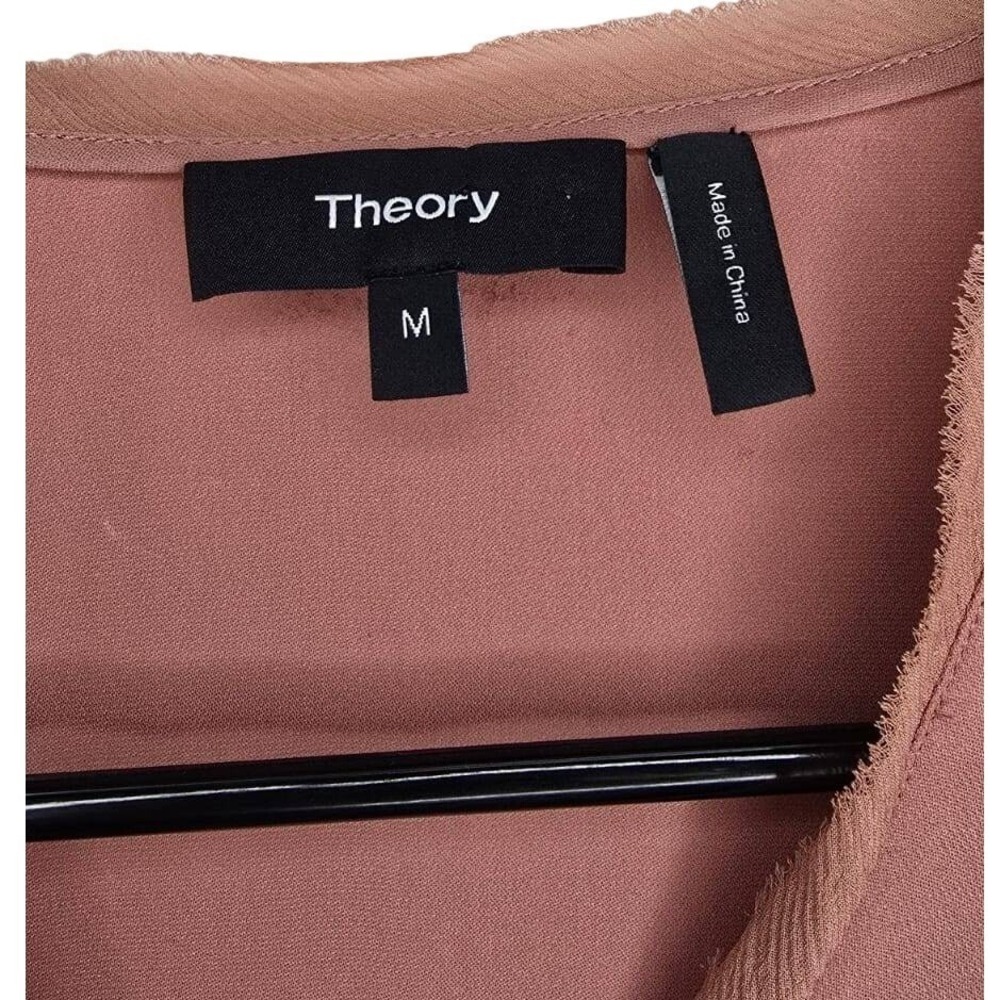 Theory Women's Rose Pink Taneah Double GGT Silk V-Neck Sleeveless Blouse Size‎ M - Picture 6 of 8